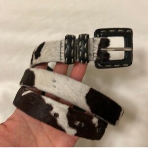 Vintage Cowprint Belt - Genuine Leather